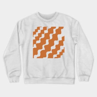 Brown and white slanting waves pattern Crewneck Sweatshirt